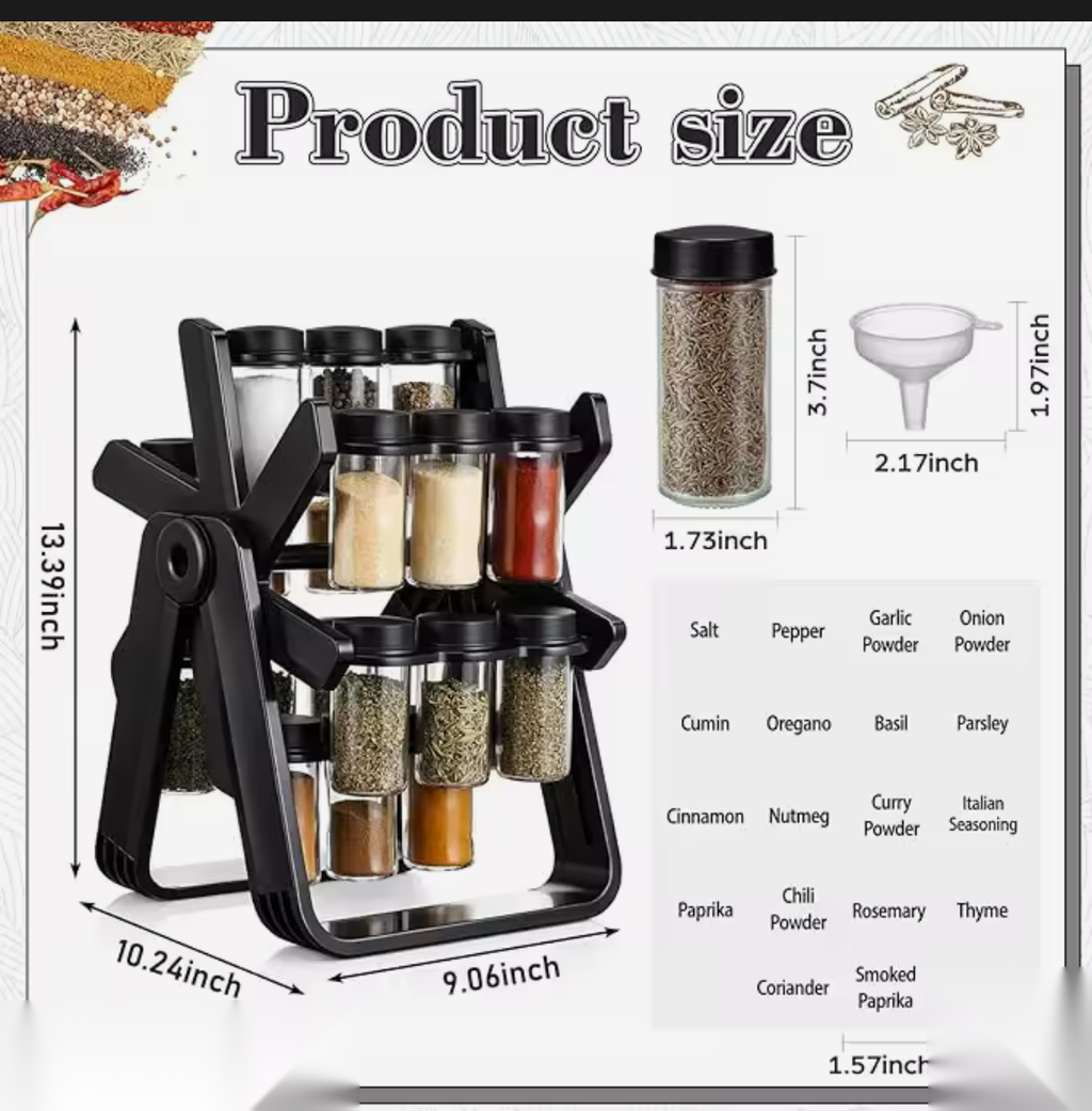 Ferris Wheel Spice Organizer — 18 Jar Rotating Rack