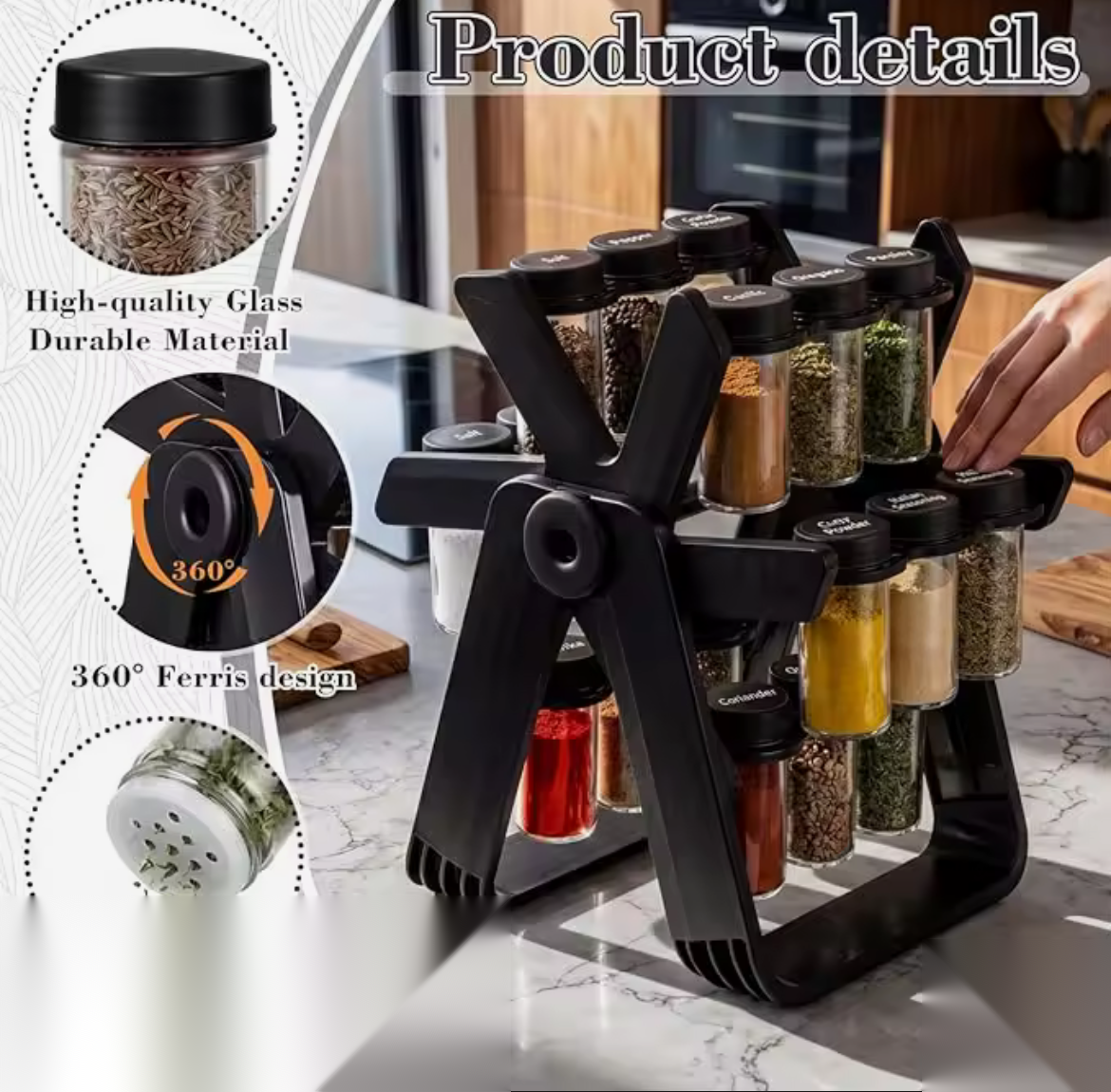 Ferris Wheel Spice Organizer — 18 Jar Rotating Rack